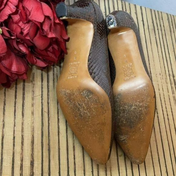 Bottega Veneta Vintage Brown Leather Kitten Heel Pumps Size  8 - Picture 5 of 6